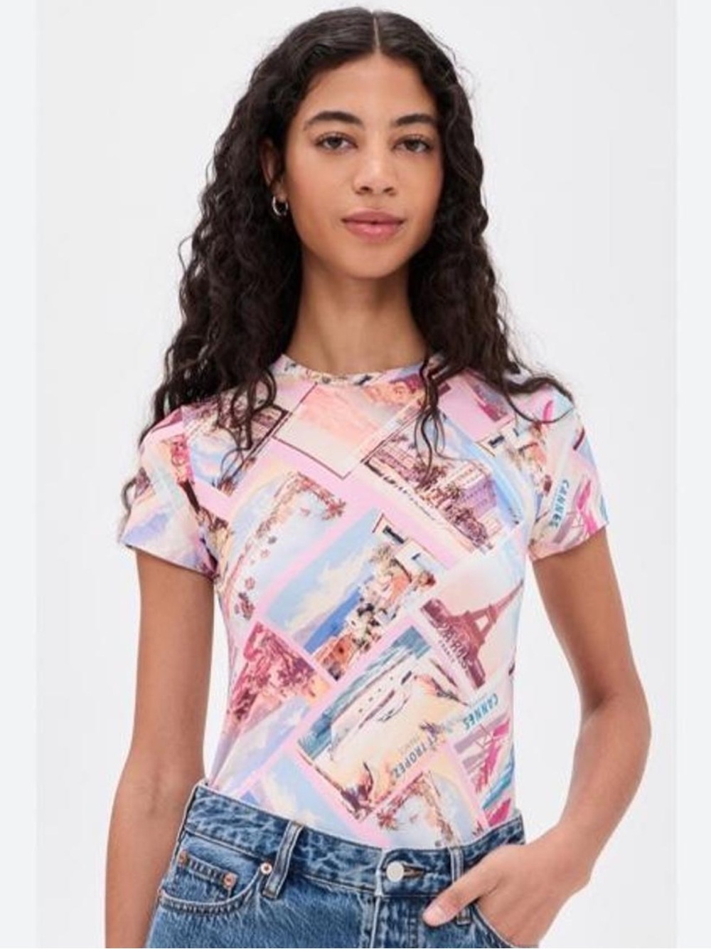NWT, L'AGENCE Ressi Tee, size S, Multi-Print  Tee, current season, MSRP $115.00 - Picture 7 of 13
